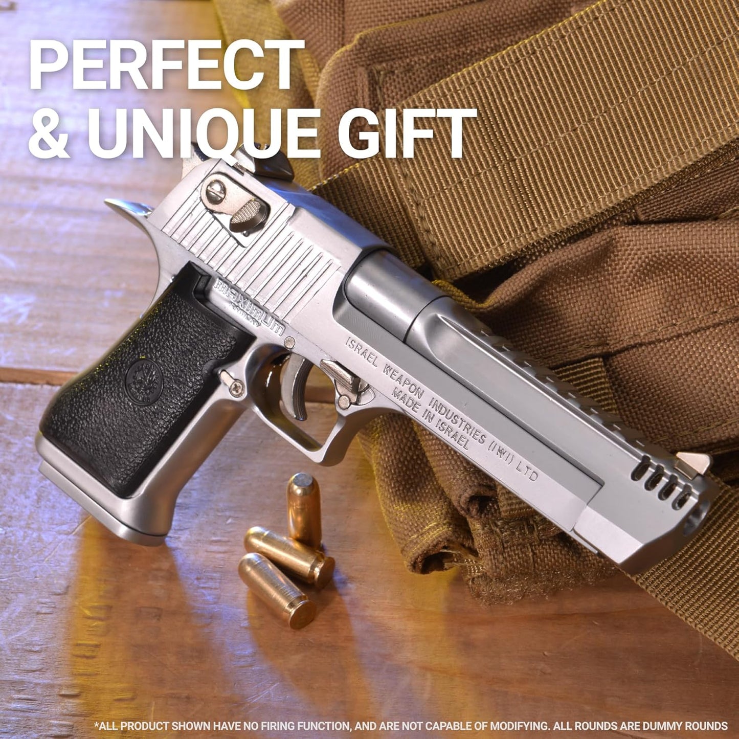 1:2 scale Desert Eagle toy gun with dummy rounds and magazines displayed