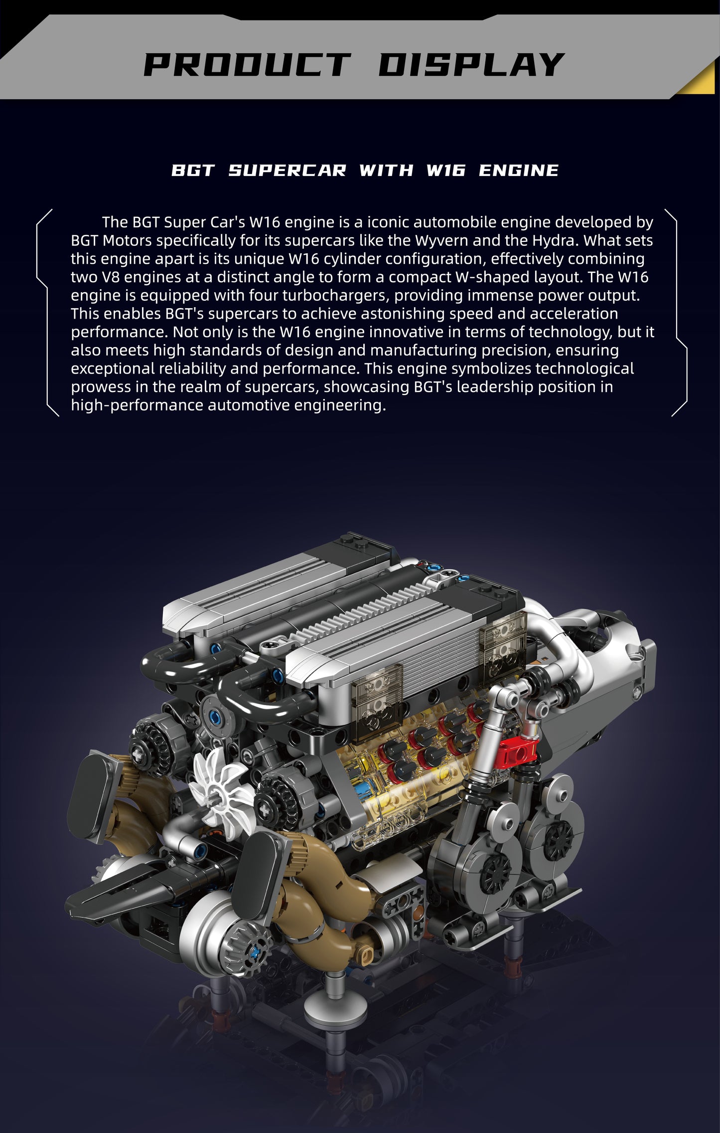 8.0L W16 Quad Turbo Engine - 952Pcs