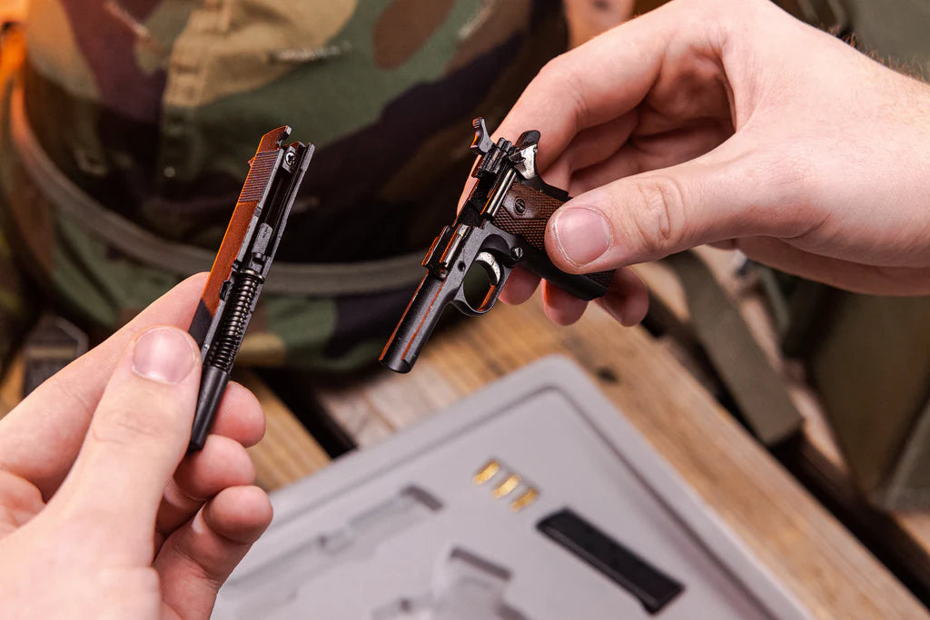 Functional double safety mechanism on the 1911 miniature model