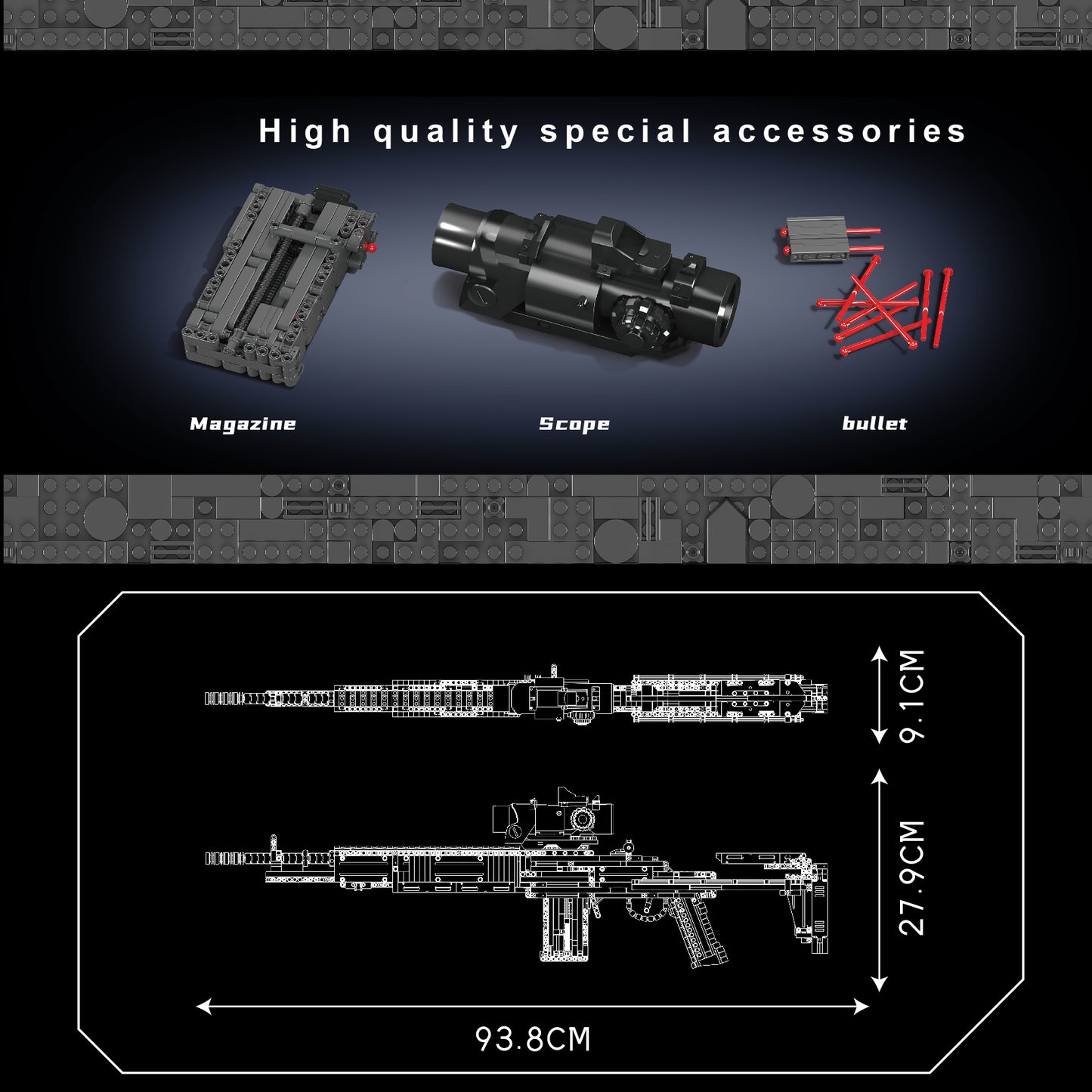 High-quality ABS plastic construction toy - Mould King MK14 Rifle model, ideal for creative play and display.