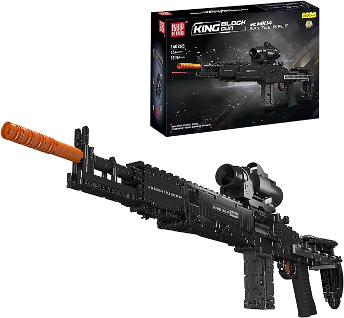 1606-piece Mould King MK14 Rifle children's toy gun, military building block set for kids and collectors.