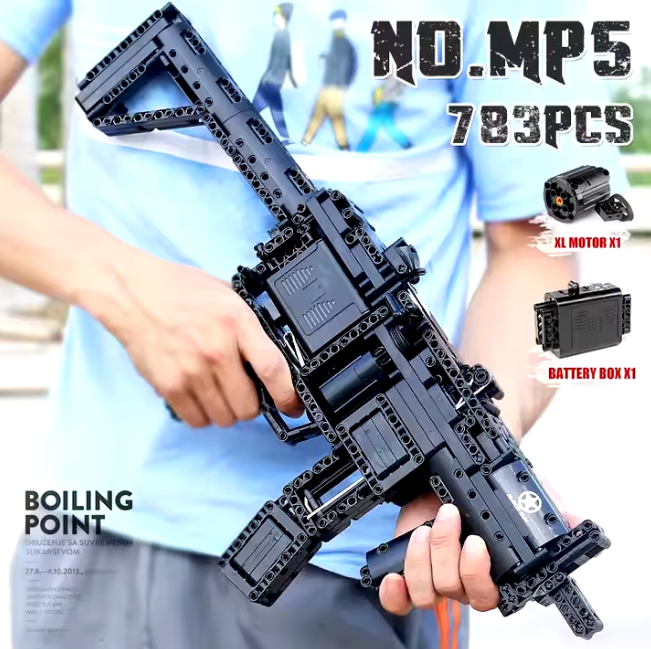 Construction toy set for boys - 1680-piece Mould King MP5 building block gun, ideal for creative play and model building.