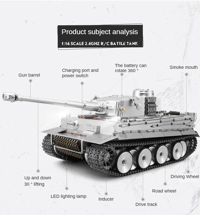 German Tiger I Tank - Full Metal - 1:16