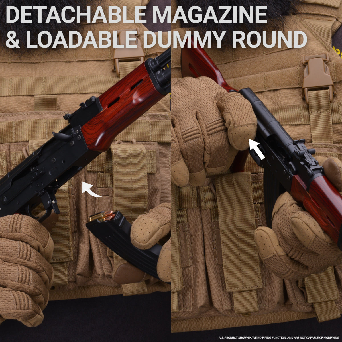 Wood-style stock on AK47 miniature replica – classic AK look