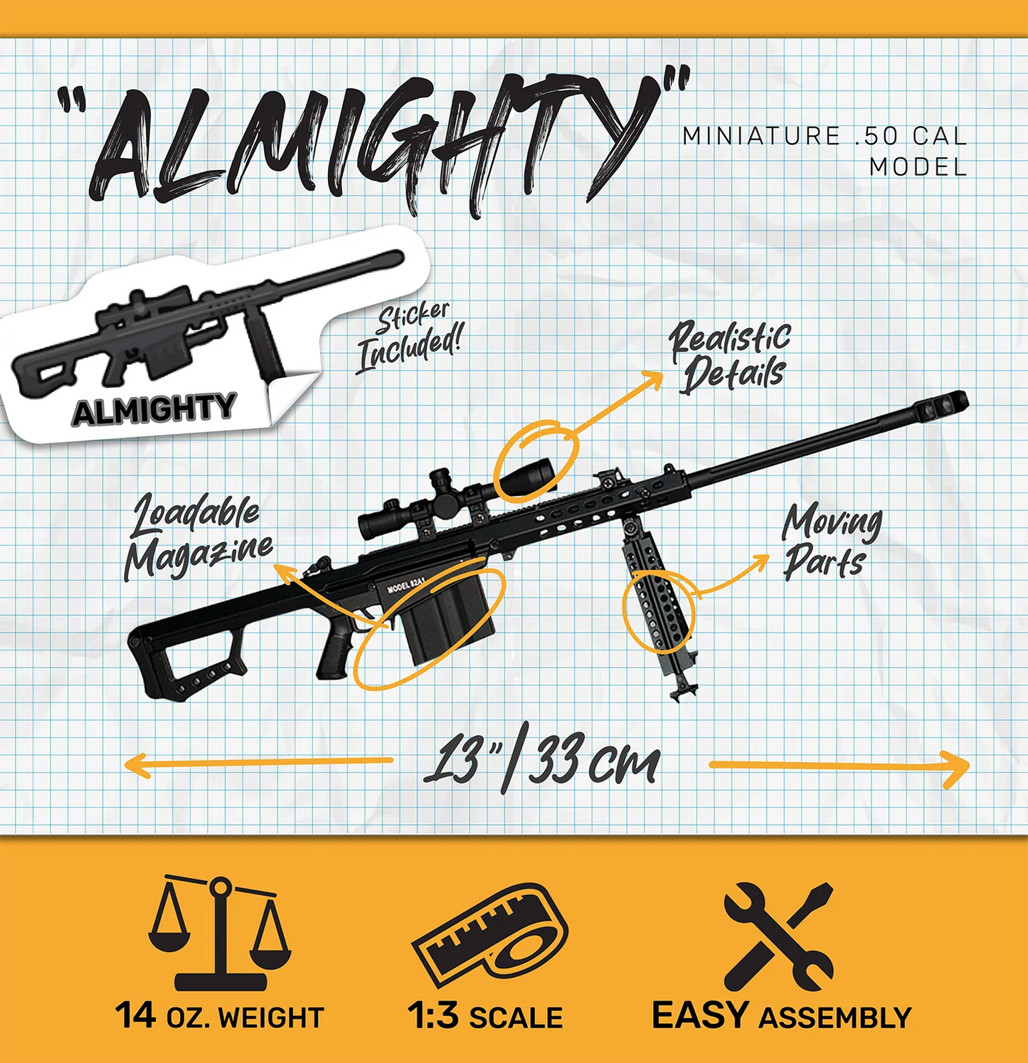 Collectible Barrett 82A1 .50 cal model – detailed and realistic replica