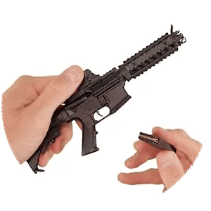 Customized miniature AR-15 rifle – black GoatGuns edition with tactical look