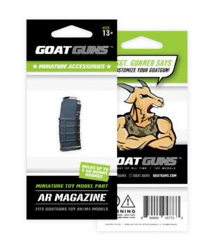 Die-cast metal GoatGuns AR magazine with textured grip