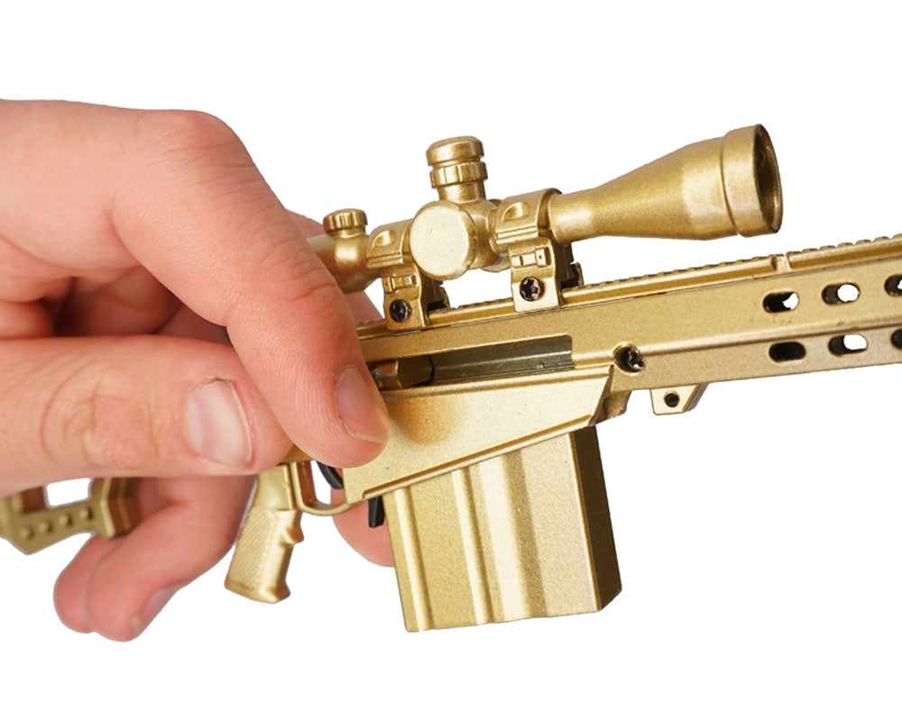 GoatGuns Gold Barrett 82A1 model with detachable magazine and rounds