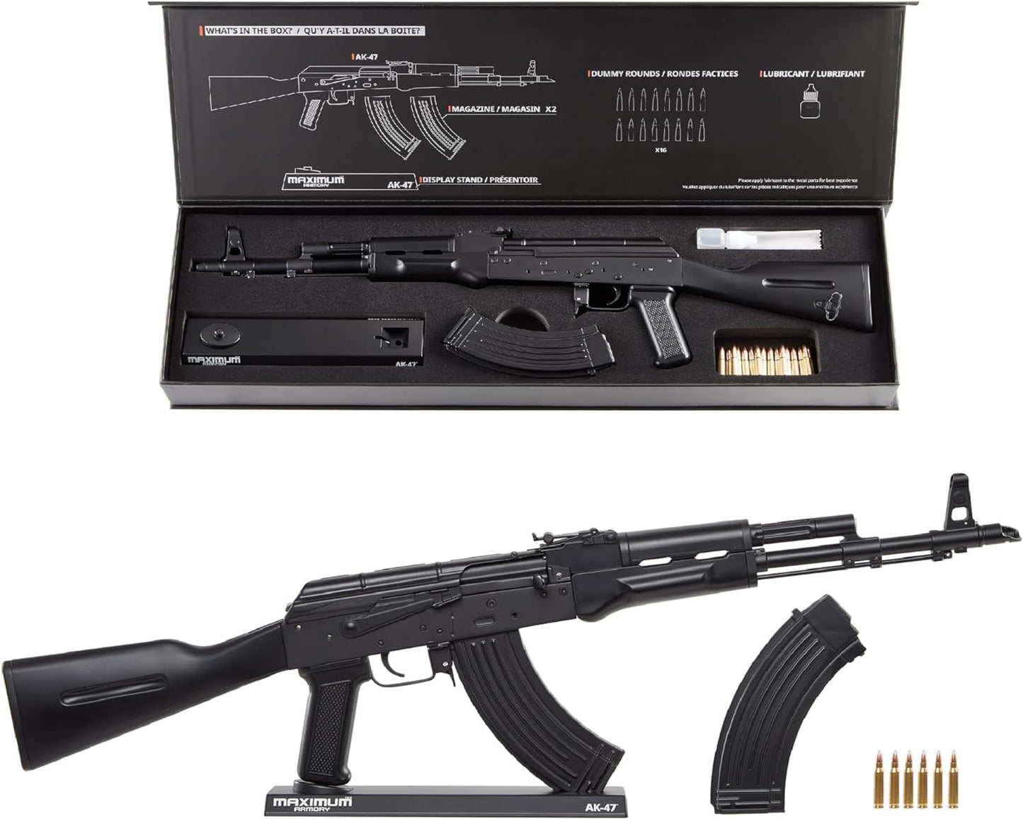 Packaging view of Maximum Armory AK47 miniature – collectible display box
