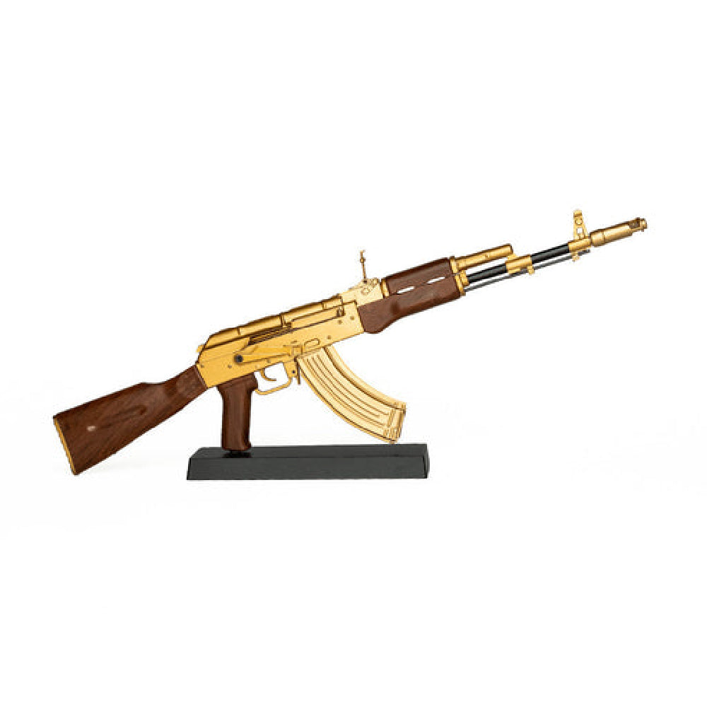 Miniature AK-47 toy rifle model in gold finish
