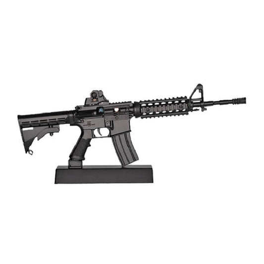Front view of miniature AR-15 toy rifle in black – 1:3 scale GoatGuns model