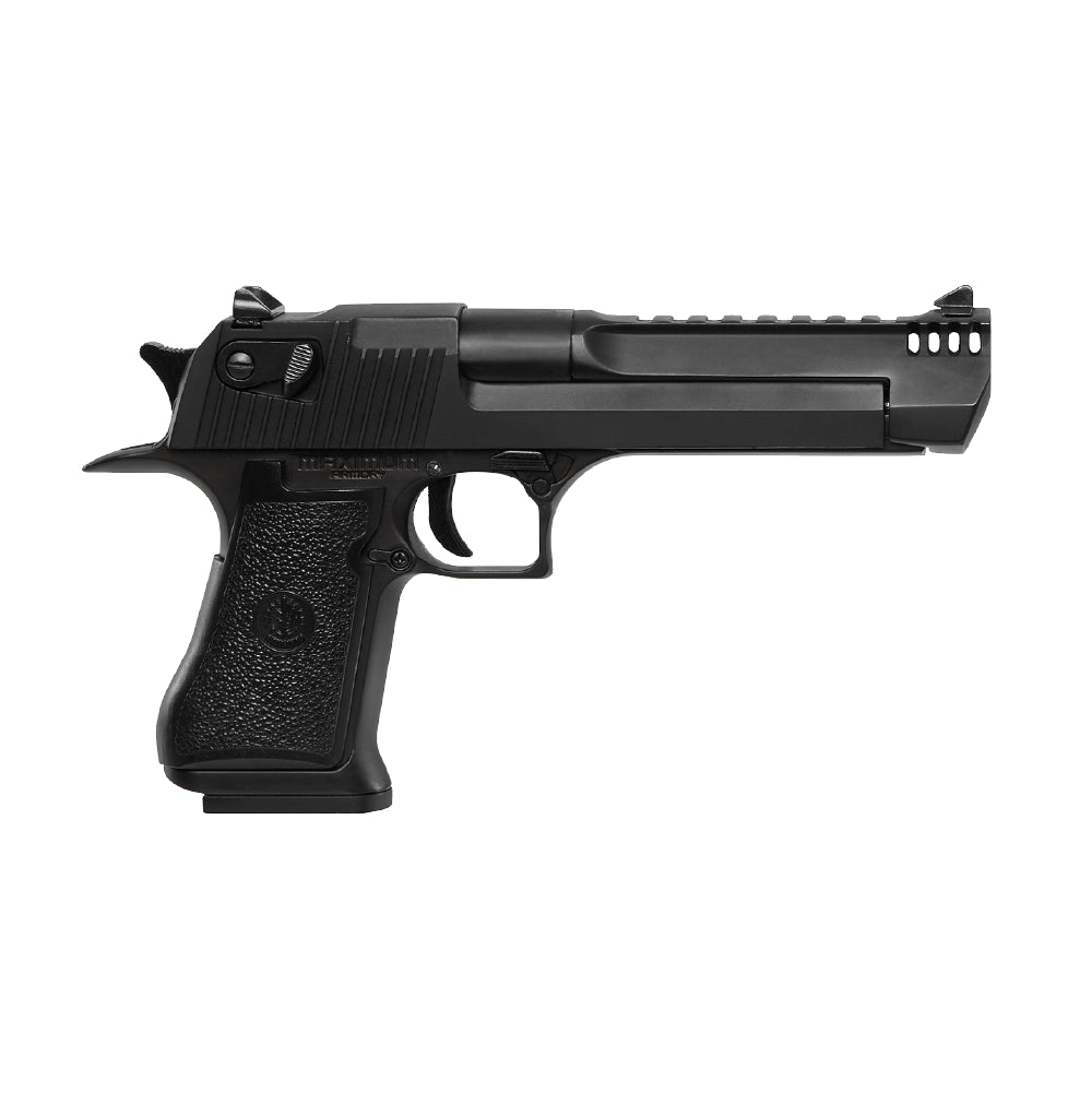 Side view of a miniature Desert Eagle in matte black, 1:2.05 scale model.