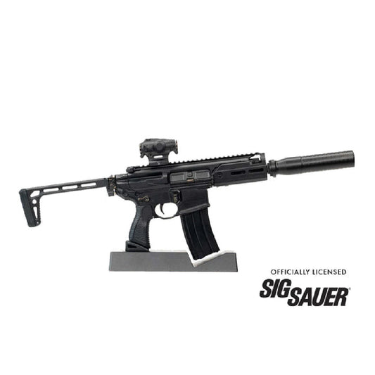 Miniature SIG MCX Rattler toy rifle in black finish