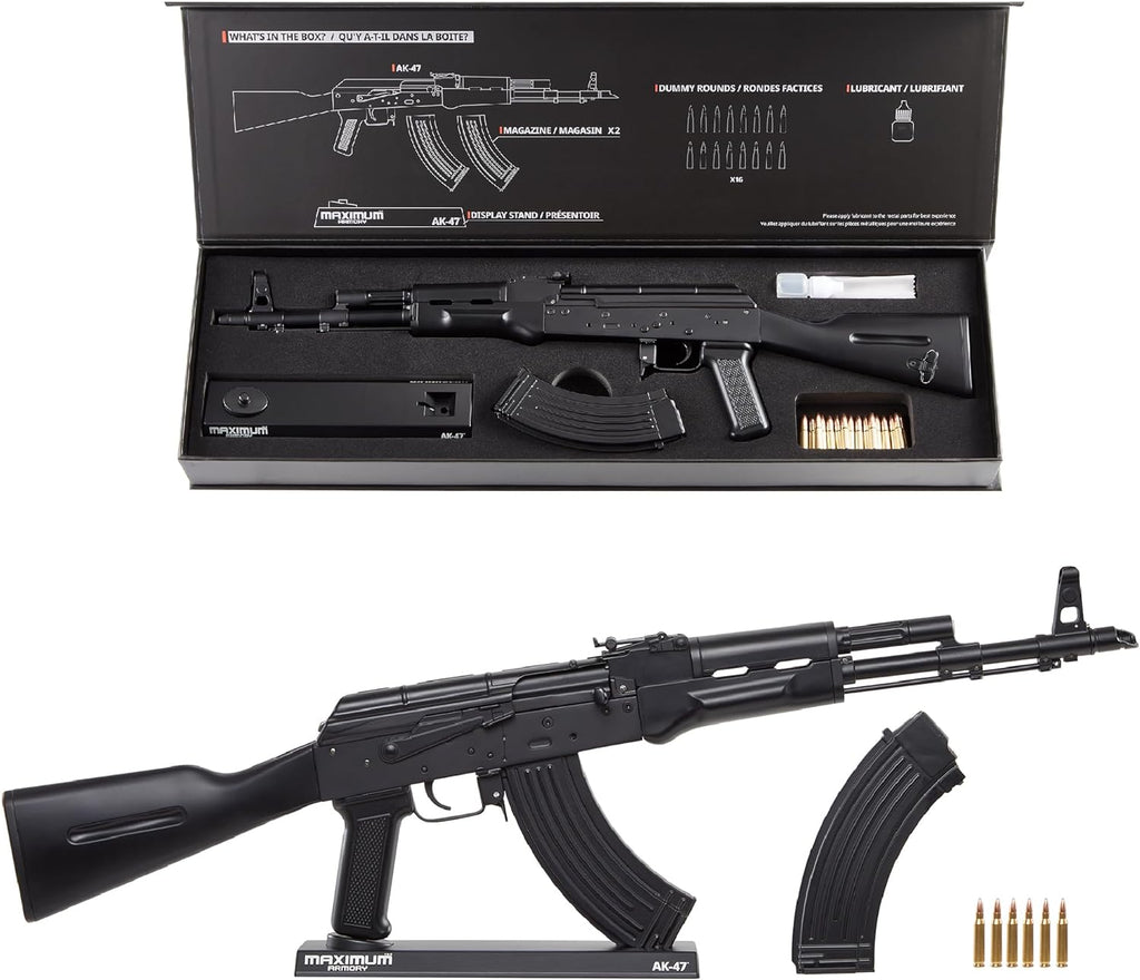 Maximum Armory Collectible Miniature Model AK-47 - Black -  Classic Rifle Toy Replica with Display Stand