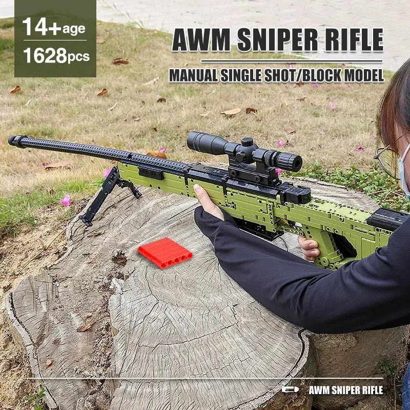 Kids Rifles Model AWM Model Sniper Rifle Toy – 1628Pcs Building Set – Massimo Precision