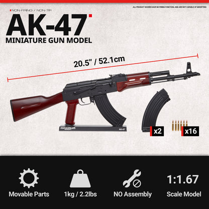 Top-down view of AK47 miniature showing full body and sight line