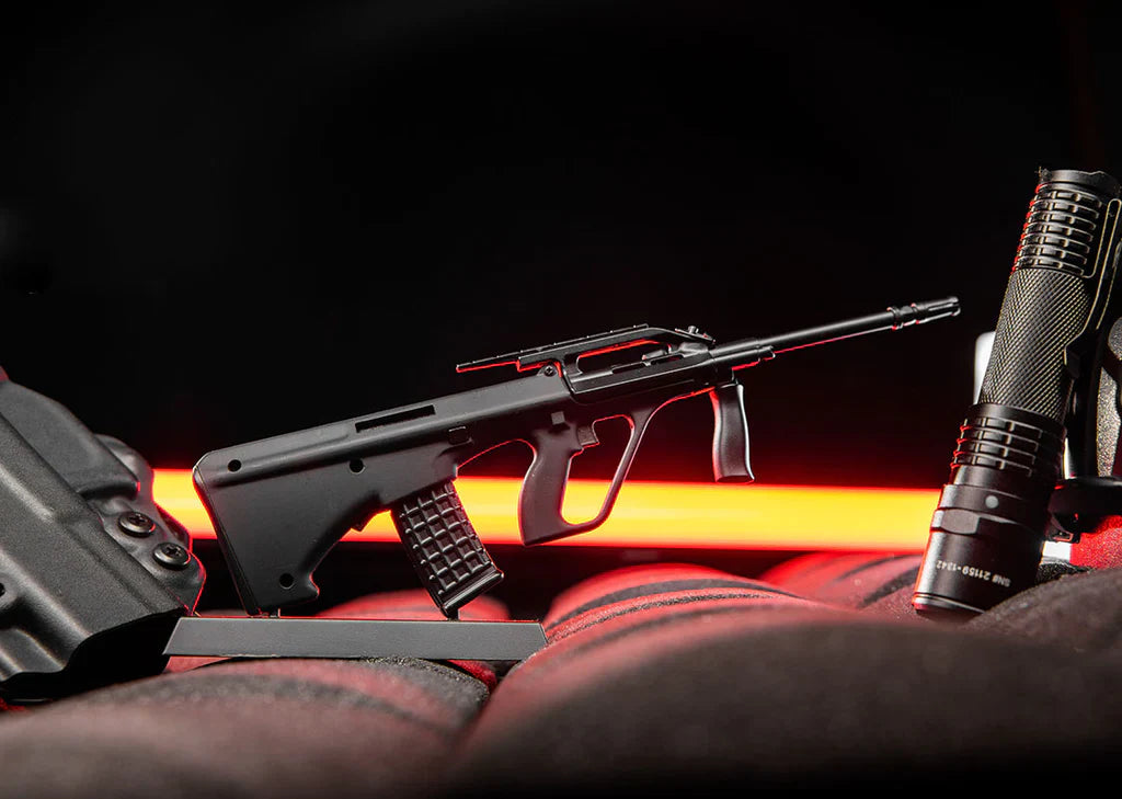 die-cast metal Bullpup rifle model with plastic body