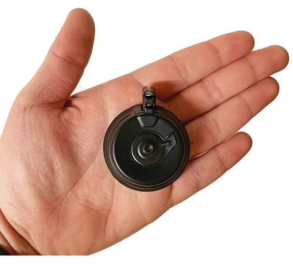 Die-cast metal AK drum magazine with 10-round capacity