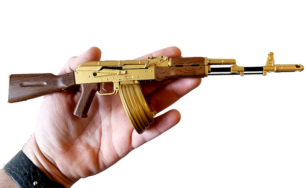 Die-cast metal AK drum magazine with 10-round capacity