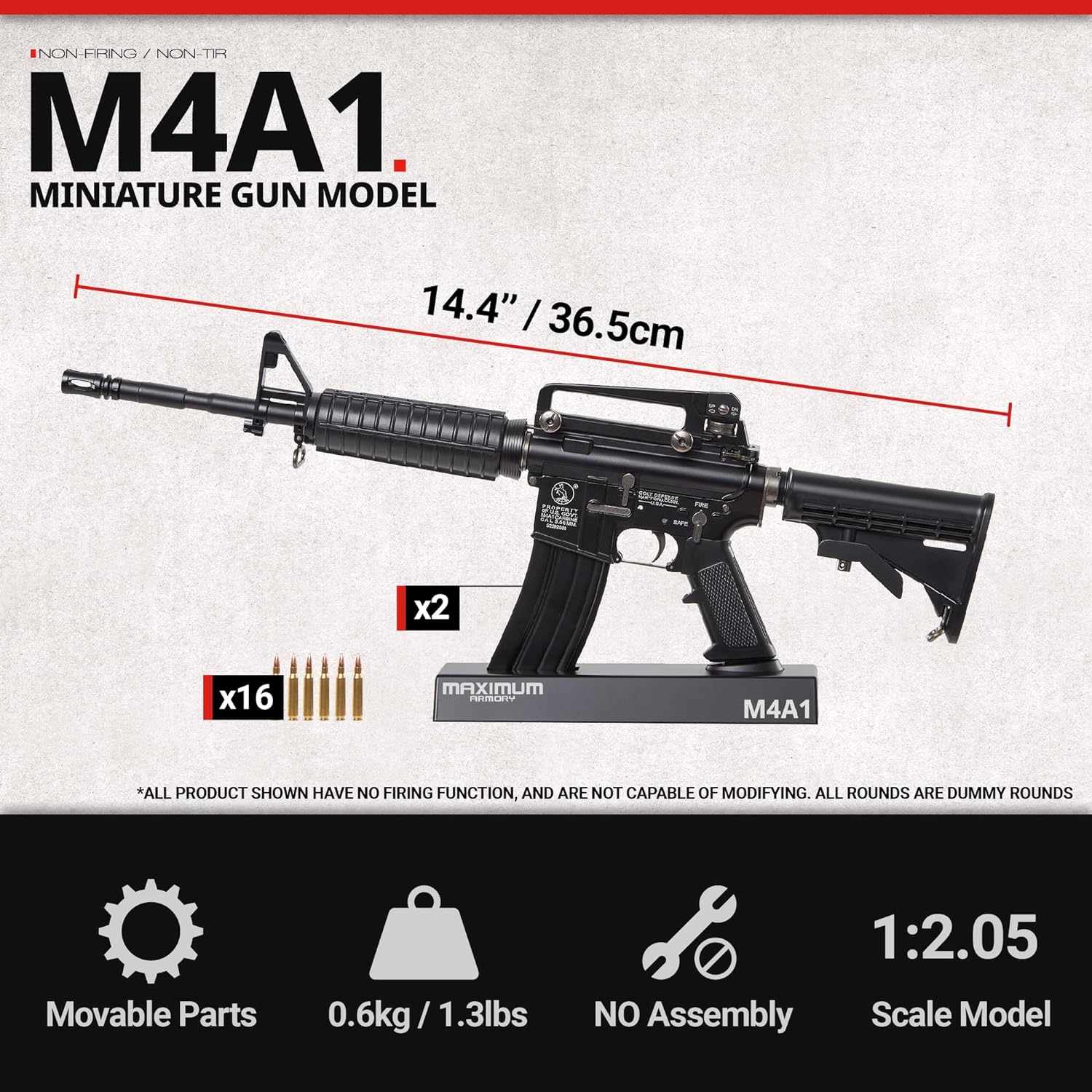 Realistic M4A1 toy gun with removable magazine