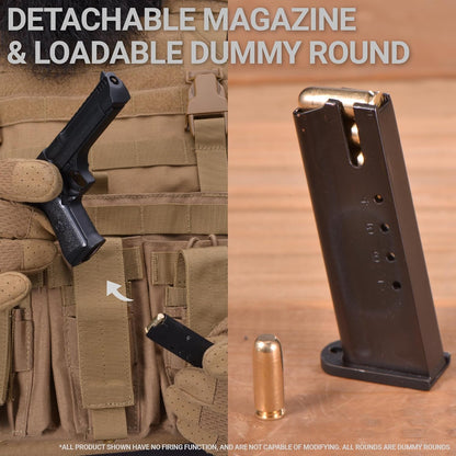 A 1:2.05 scale Desert Eagle mini replica placed beside a model holster.