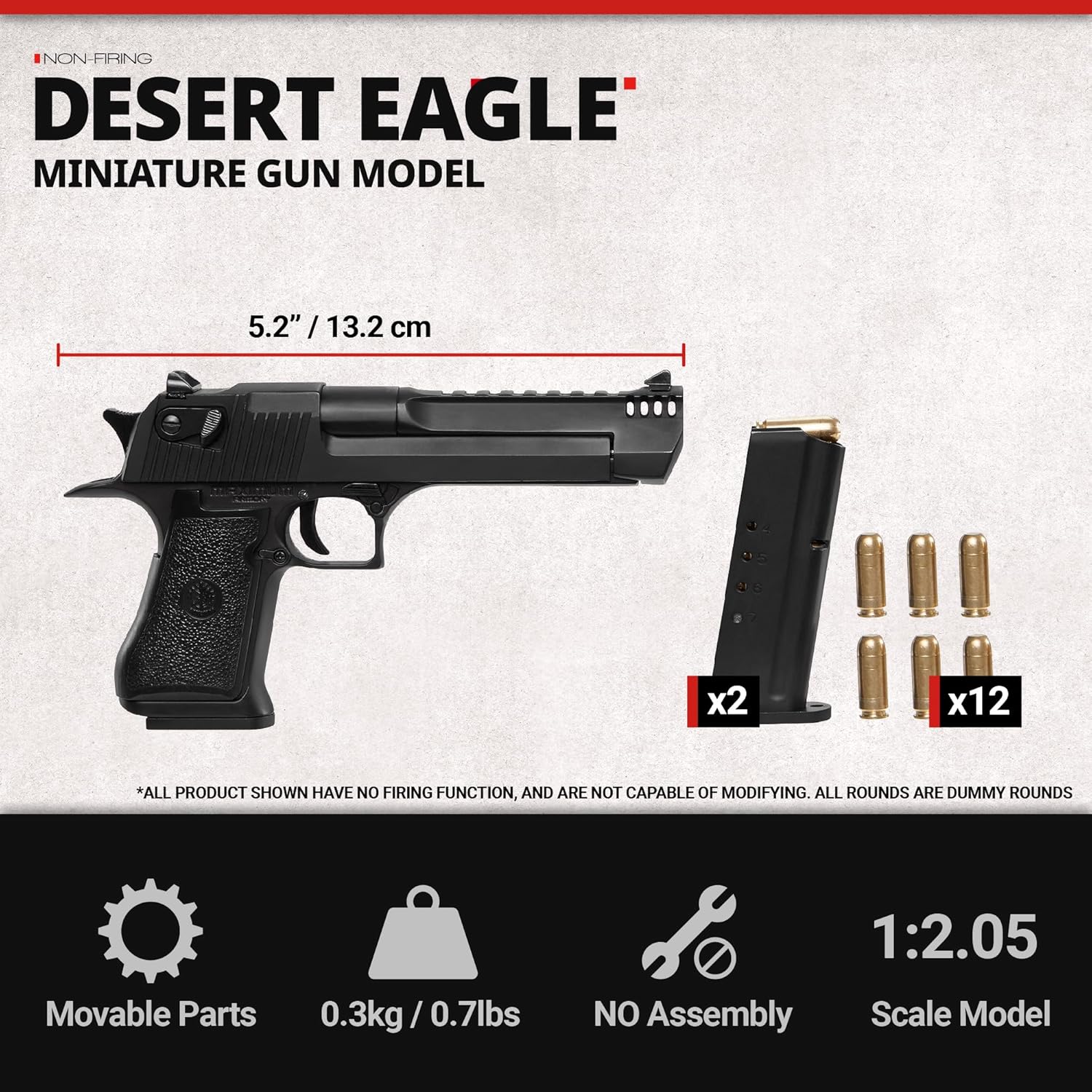 	Scale comparison showing the 1:2.05 miniature Desert Eagle held in hand.
