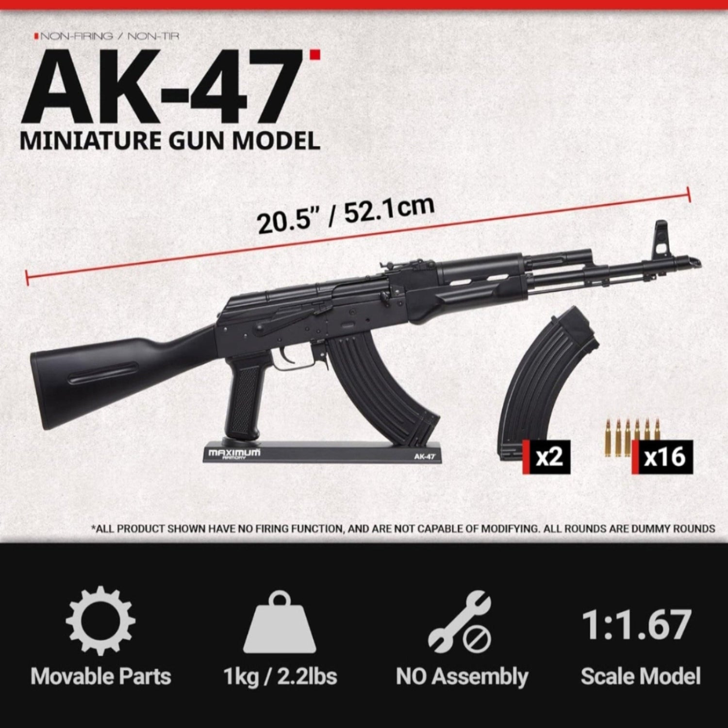 Realistic toy gun AK47 black model with magazine and moving bolt
