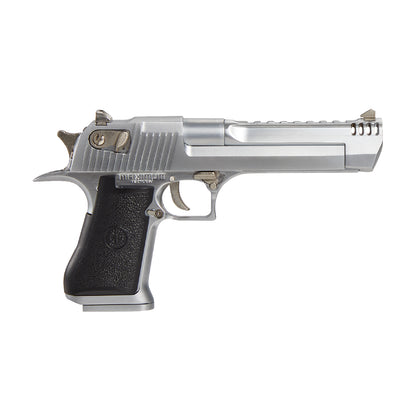 Front view of the 1:2 scale Desert Eagle miniature in silver finish